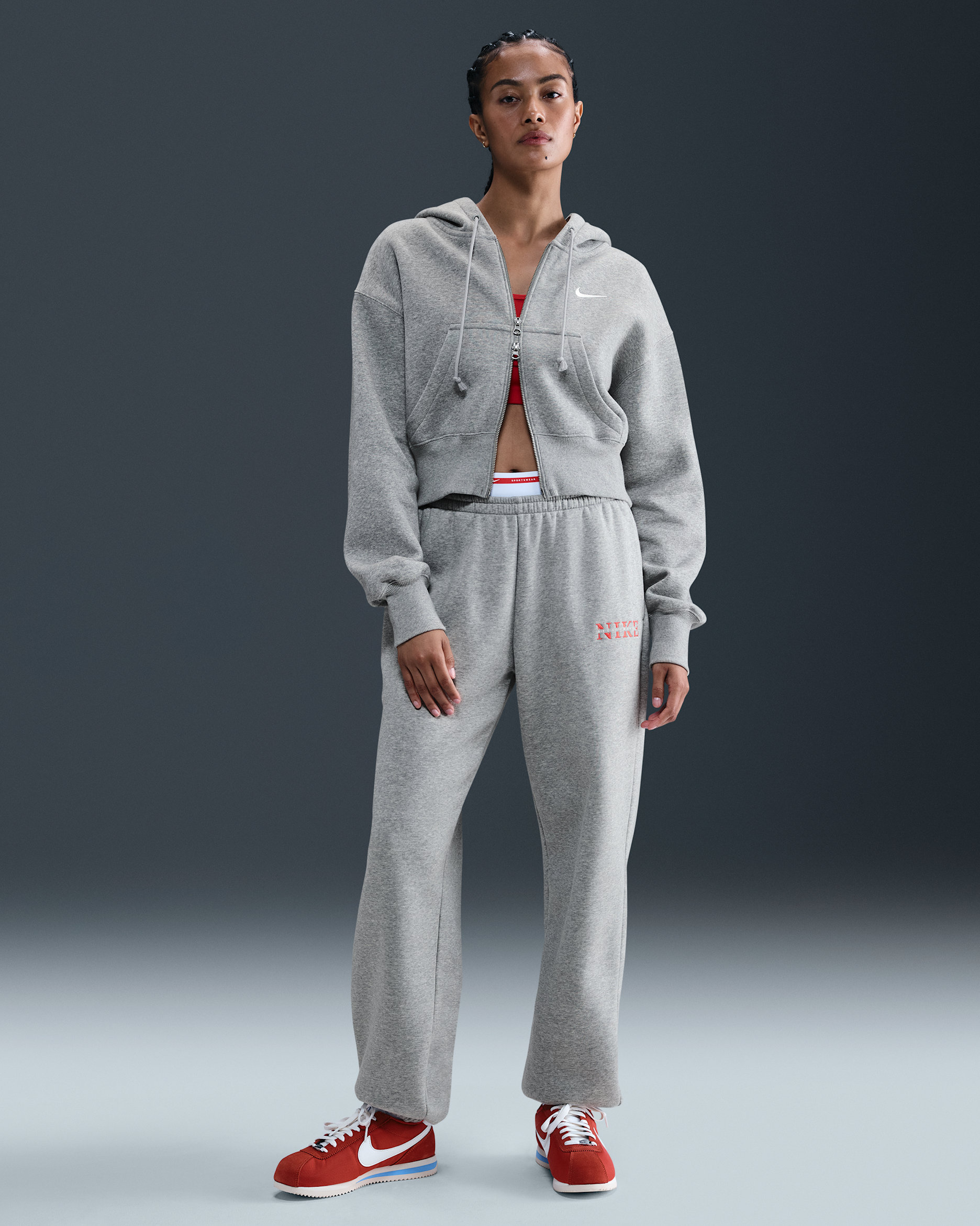 ナイキ レディース スウェットパンツ Nike Women's Sportswear Phoenix Fleece High-Rise Sweatpants - Dk Grey Heather Nike Sportswear Phoenix Fleece Women's High-Waisted Tracksuit